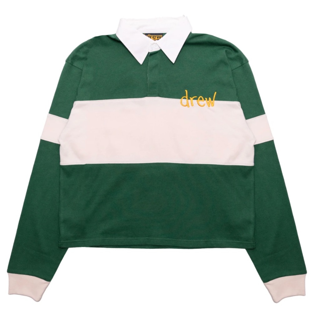 Drew House Sketch Mascot Rugby Shirt/ Collared Shirt in green/white Size M NWT